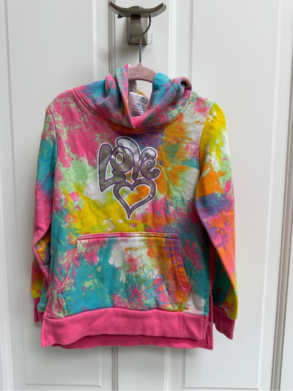 Extremely Me Girls 4 ‘Tie-Dye 'Love' Hoodie - Pink Multi Sweatshirt